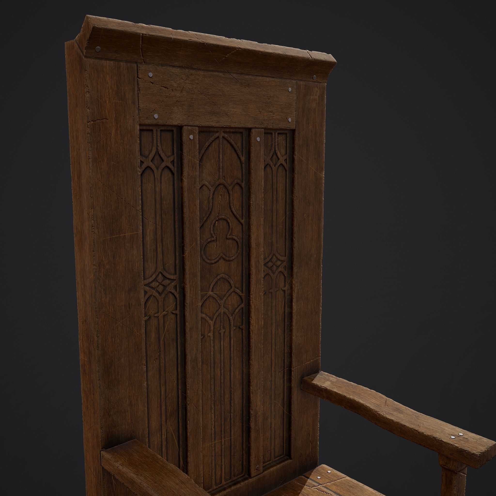 Medieval Royal Chair Low-poly 3D model_20