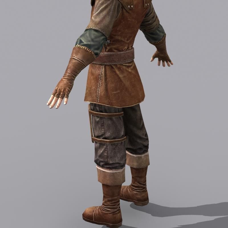 leather armor Low-poly 3D model_8