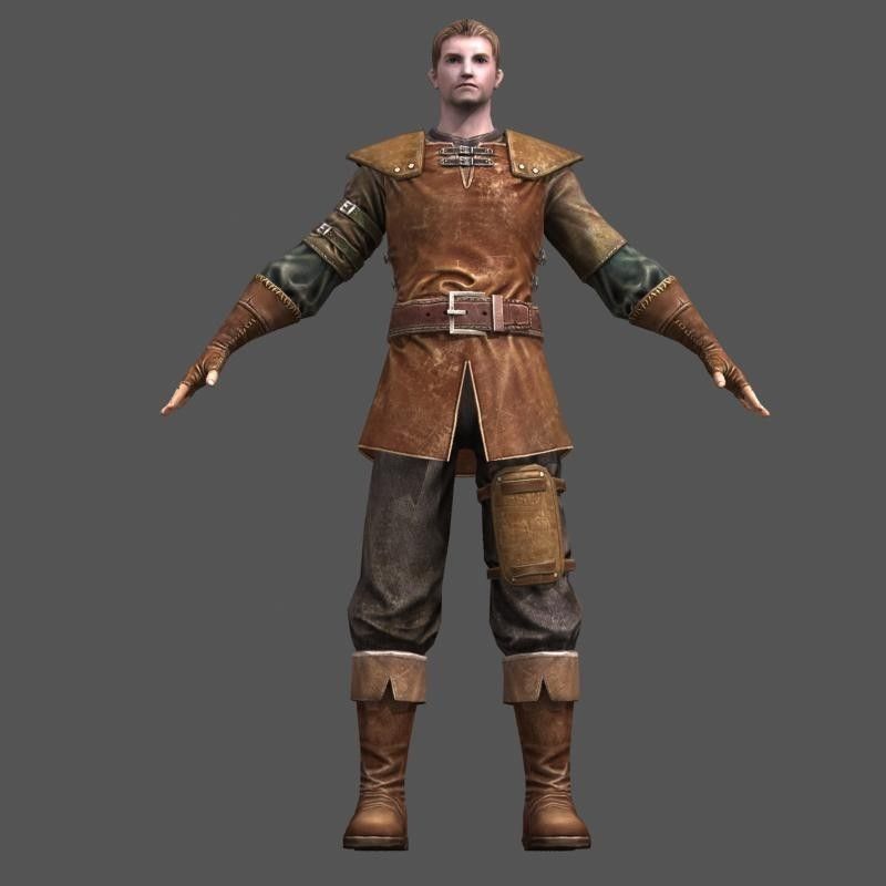 leather armor Low-poly 3D model_3