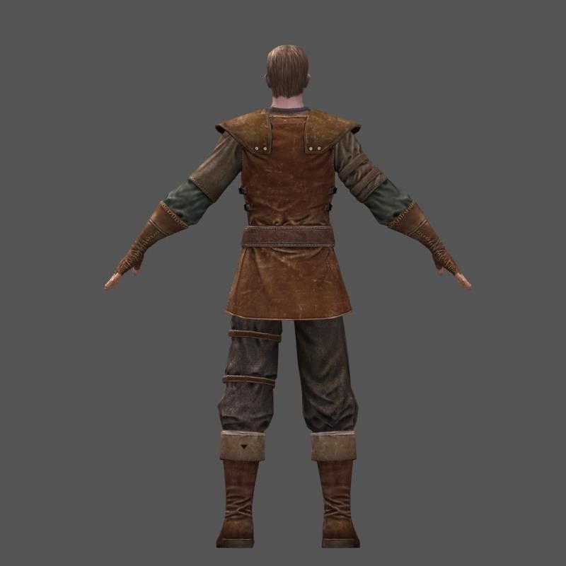 leather armor Low-poly 3D model_1