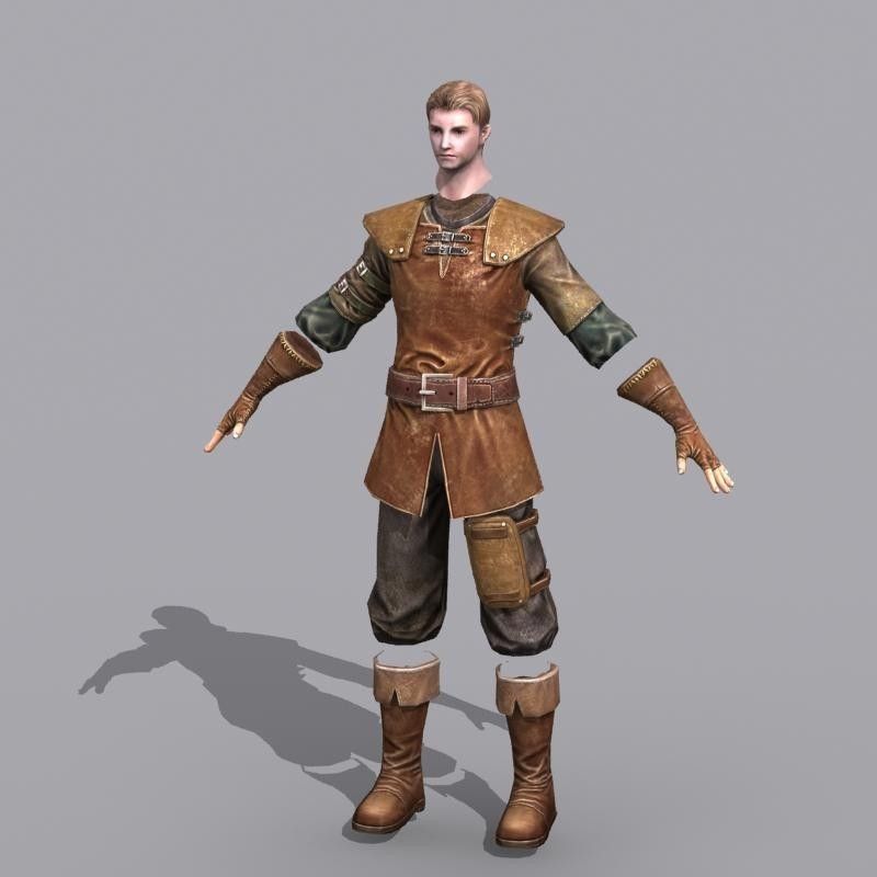 leather armor Low-poly 3D model_12