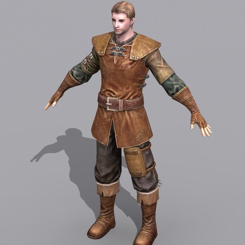 leather armor Low-poly 3D model_2