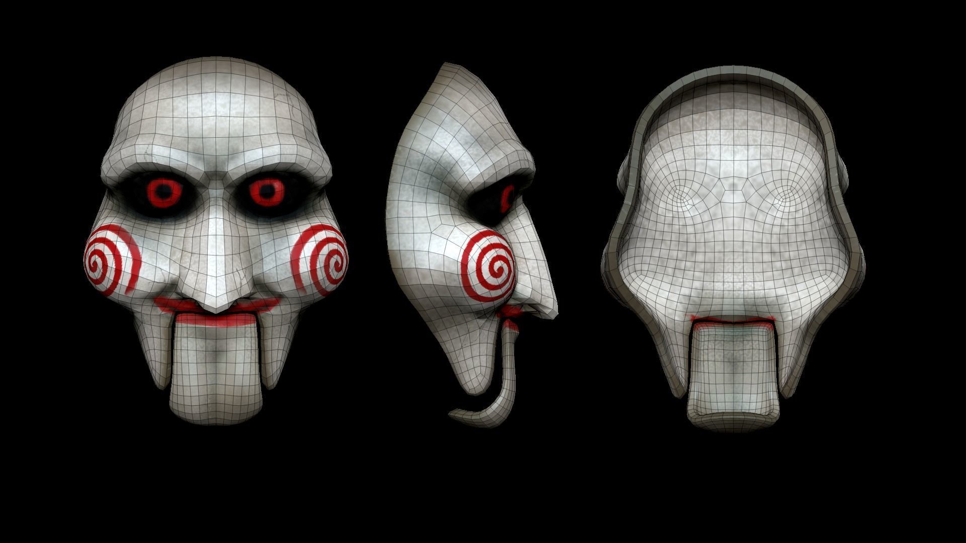 Jigsaw Mask - Saw - Character Costume Low-poly 3D model_1