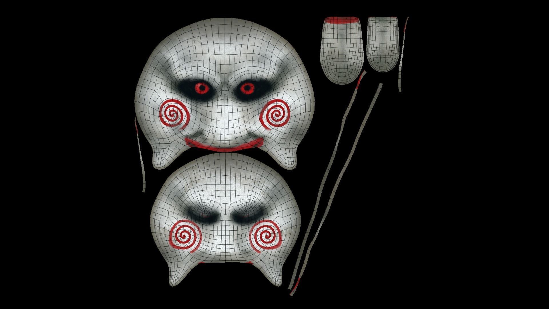 Jigsaw Mask - Saw - Character Costume Low-poly 3D model_11