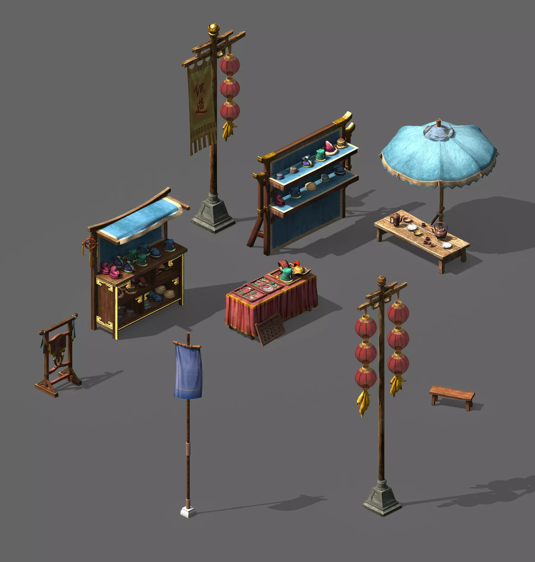 Tongxinfang-small vendor props 3D model_0