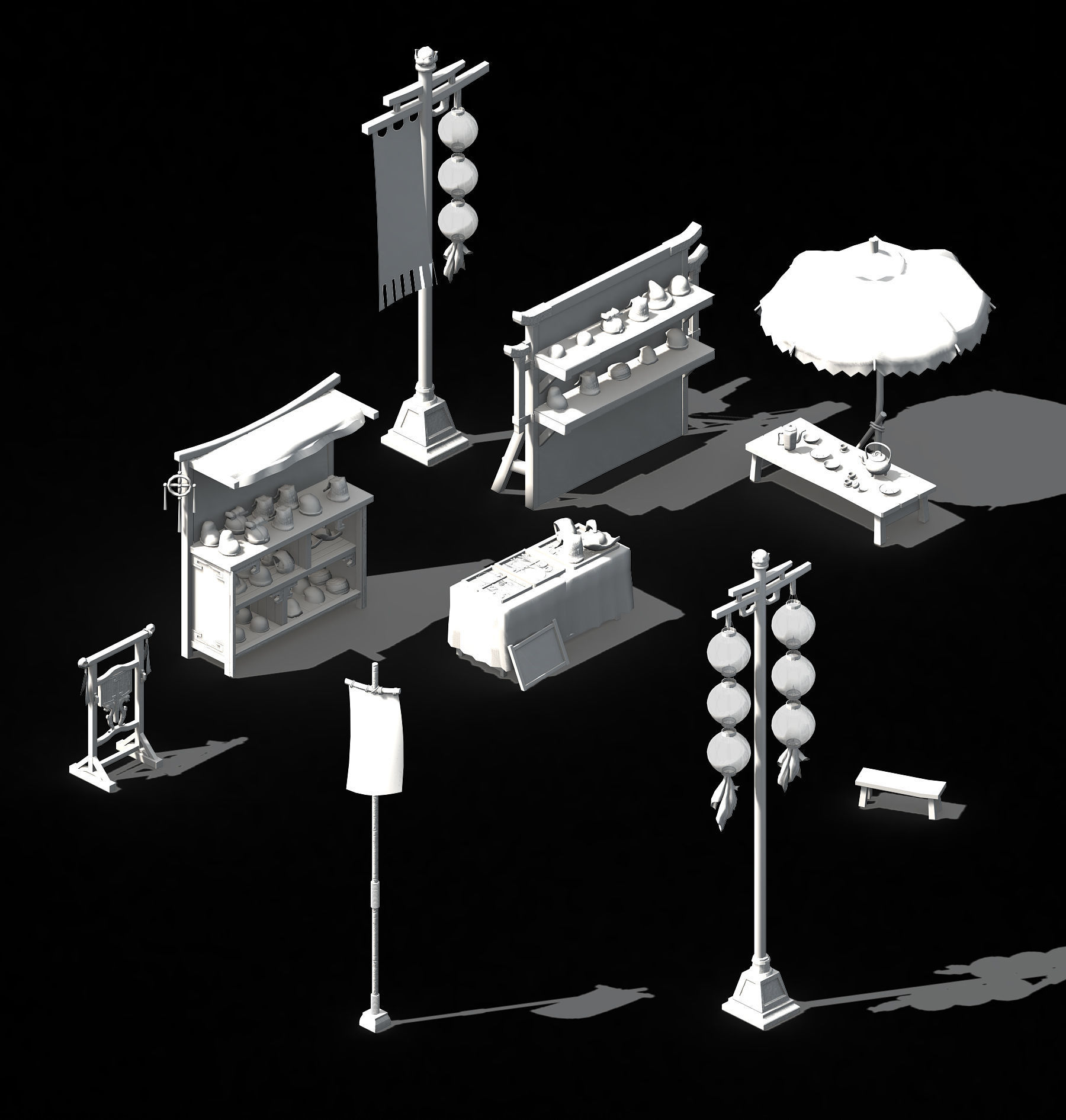 Tongxinfang-small vendor props 3D model_2