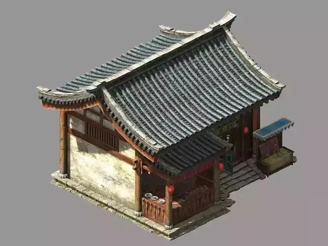 Tongxinfang-Yinfang chinese house with roof 3D model