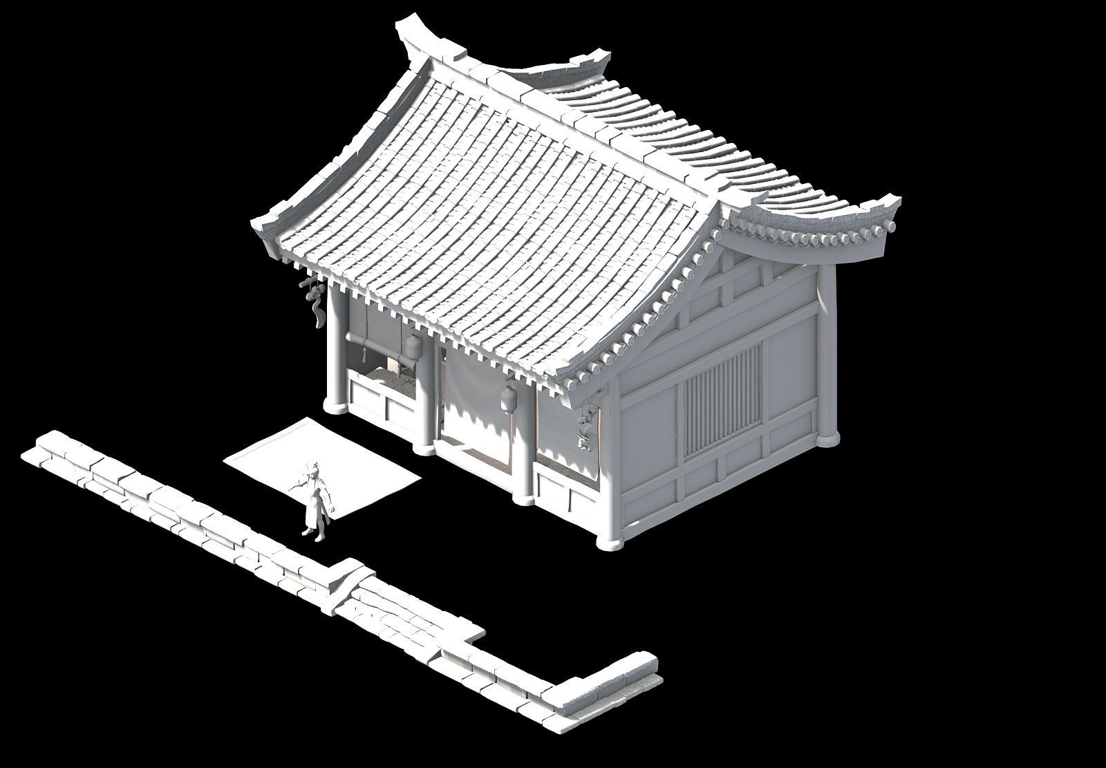 Tongxinfang-Zhuoyufang chinese house 3D model_1