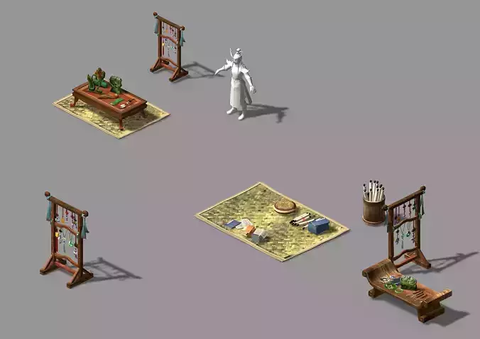 Tongxinfang-zhuoyufang-tools room with furniture 3D model