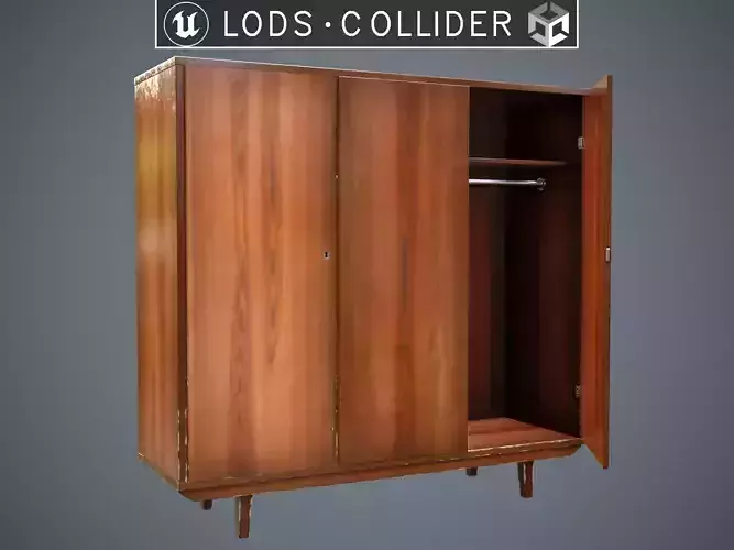Soviet Wardrobe Variant 1 Brown - Clean and Dirty Low-poly 3D model