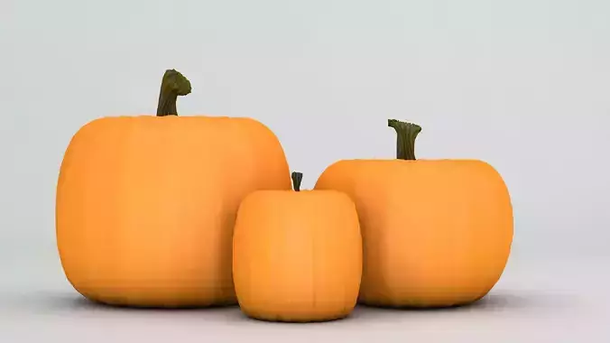 Pumpkin Collection three orange pumpkins 3D model