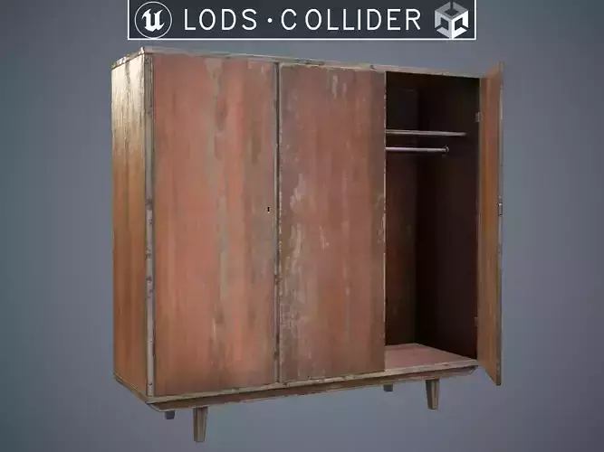 Soviet Wardrobe Variant 1 Damaged Low-poly 3D model