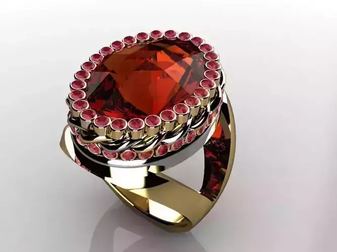 Ring with citrin and  rubys 