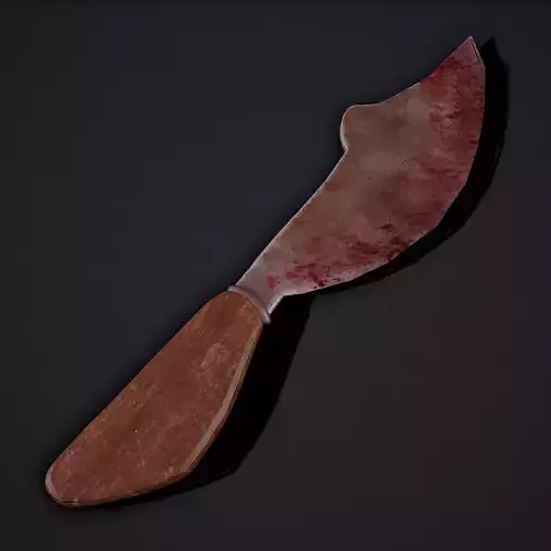 Curved Knife and Hilt 3  Low-poly 3D model