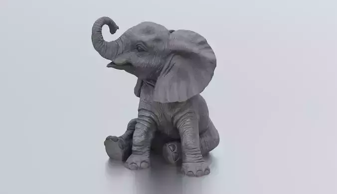 Wooden Elephant statue 3D print model