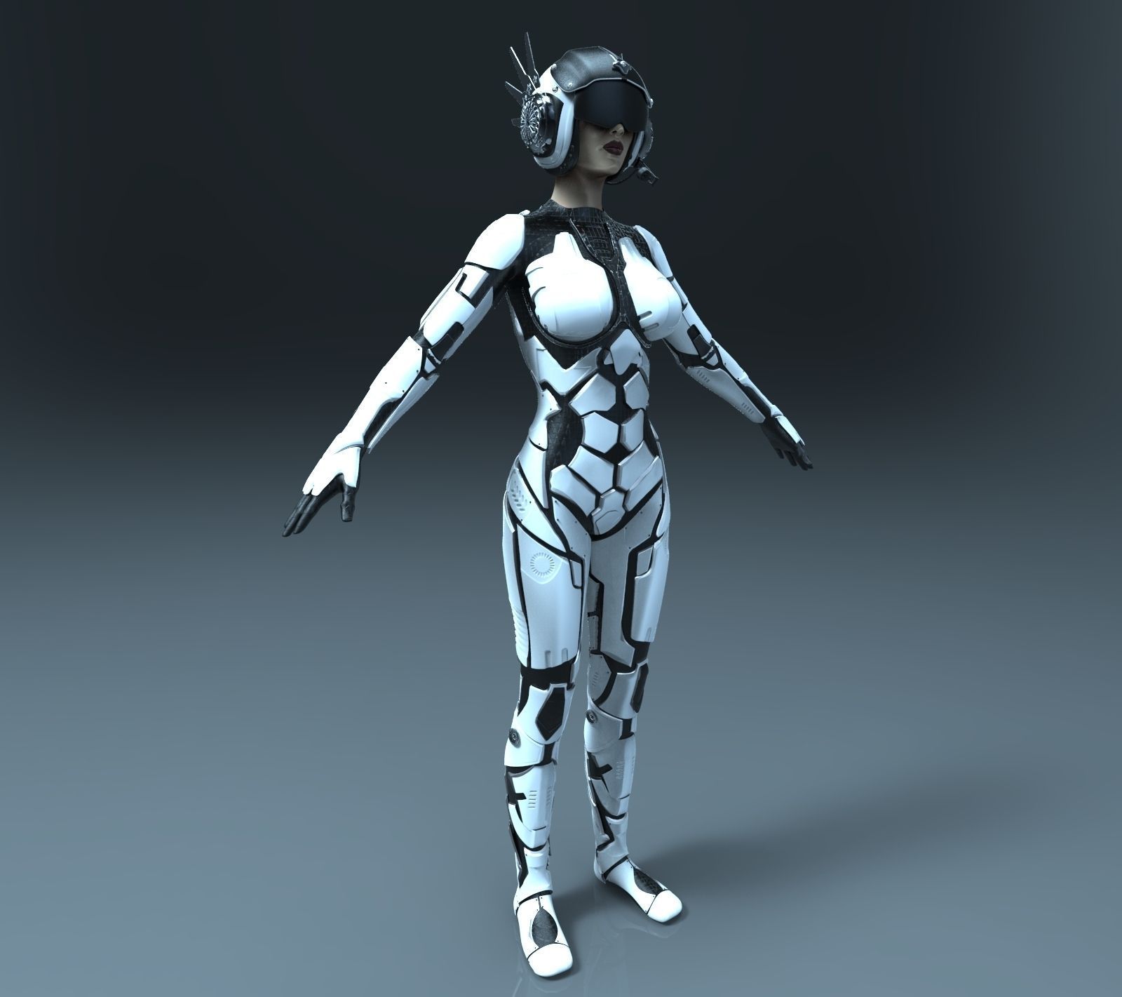 Sci-fi Female Character 3D model_2