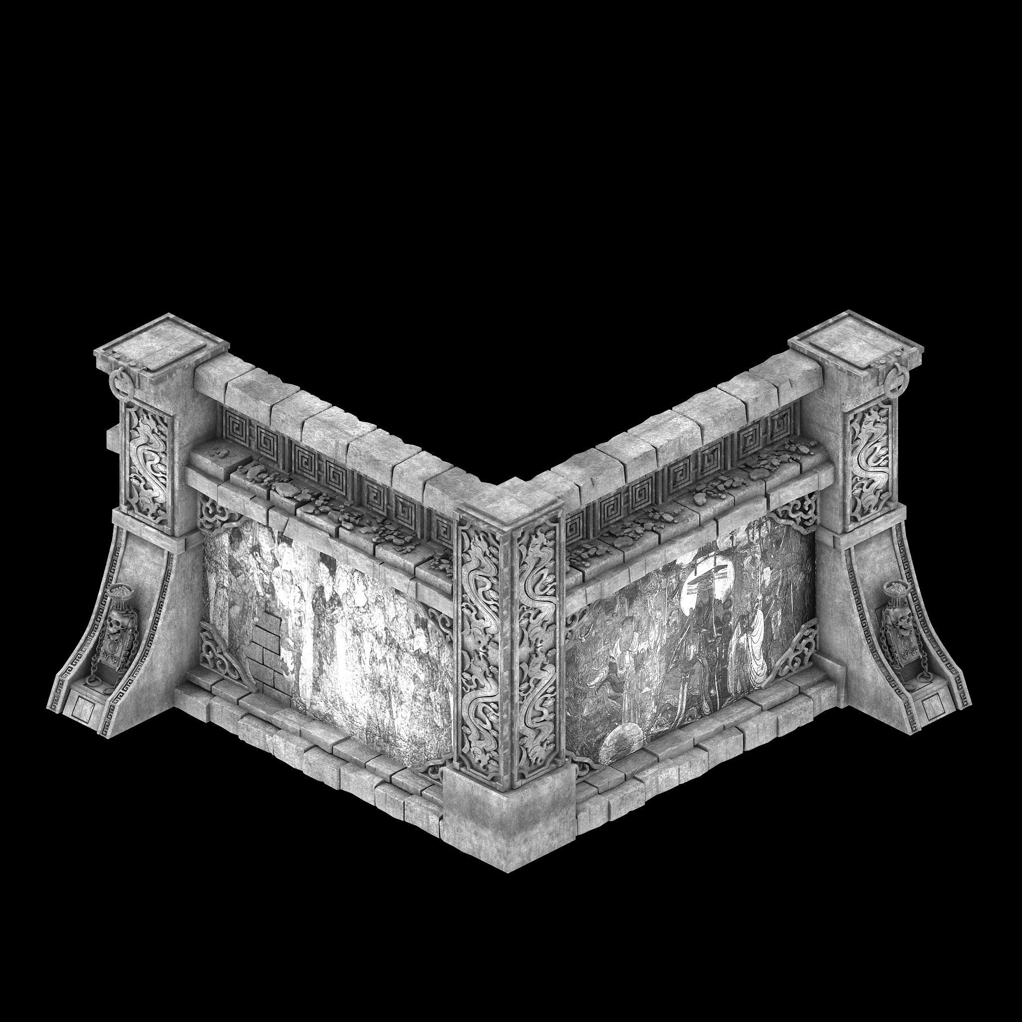 Temple of Woma-Wall Corner 3D model_2