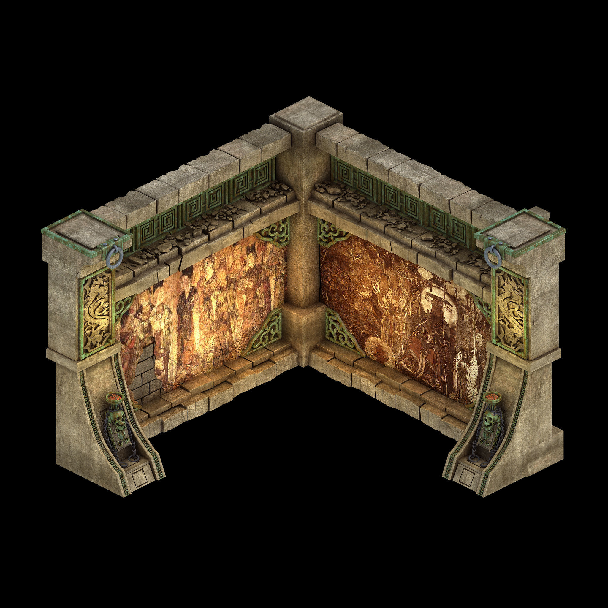 Temple of Woma-Wall Corner 02 3D model_1