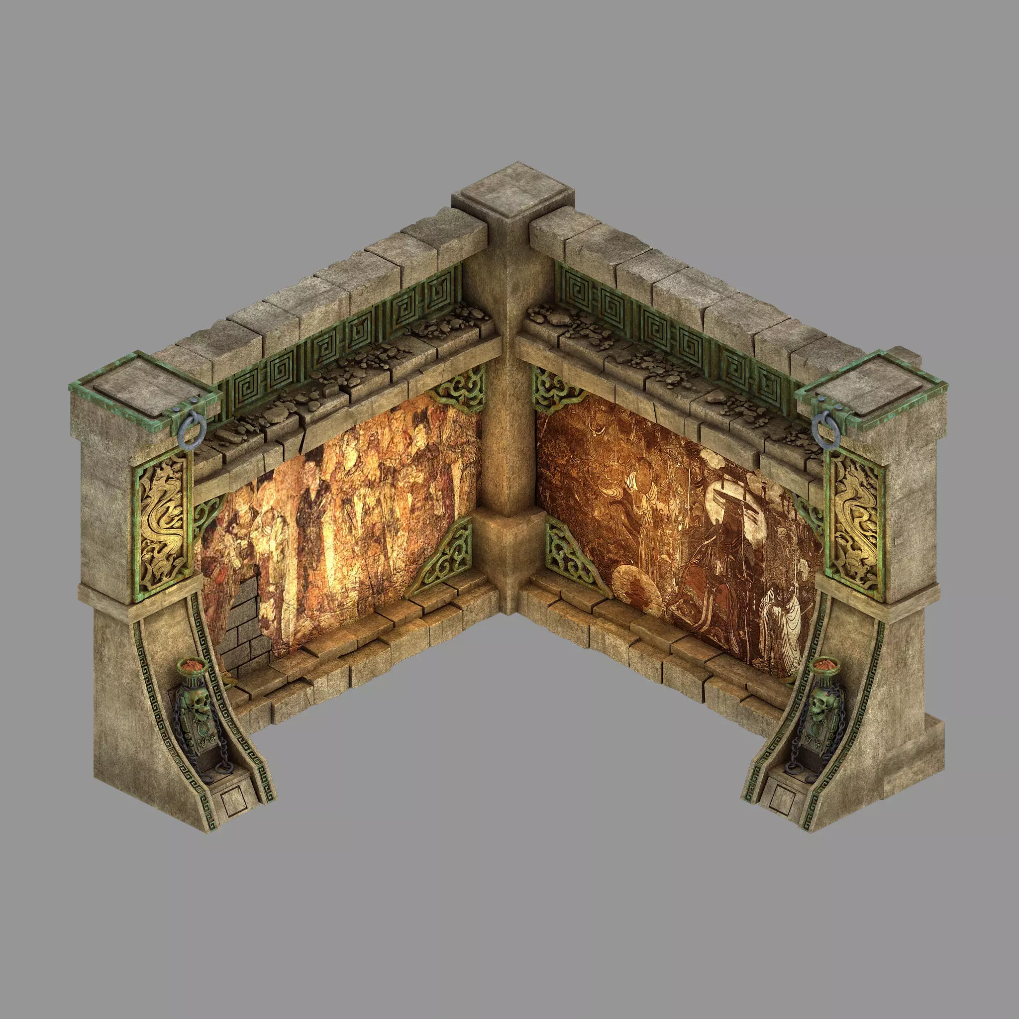 Temple of Woma-Wall Corner 02 3D model_0