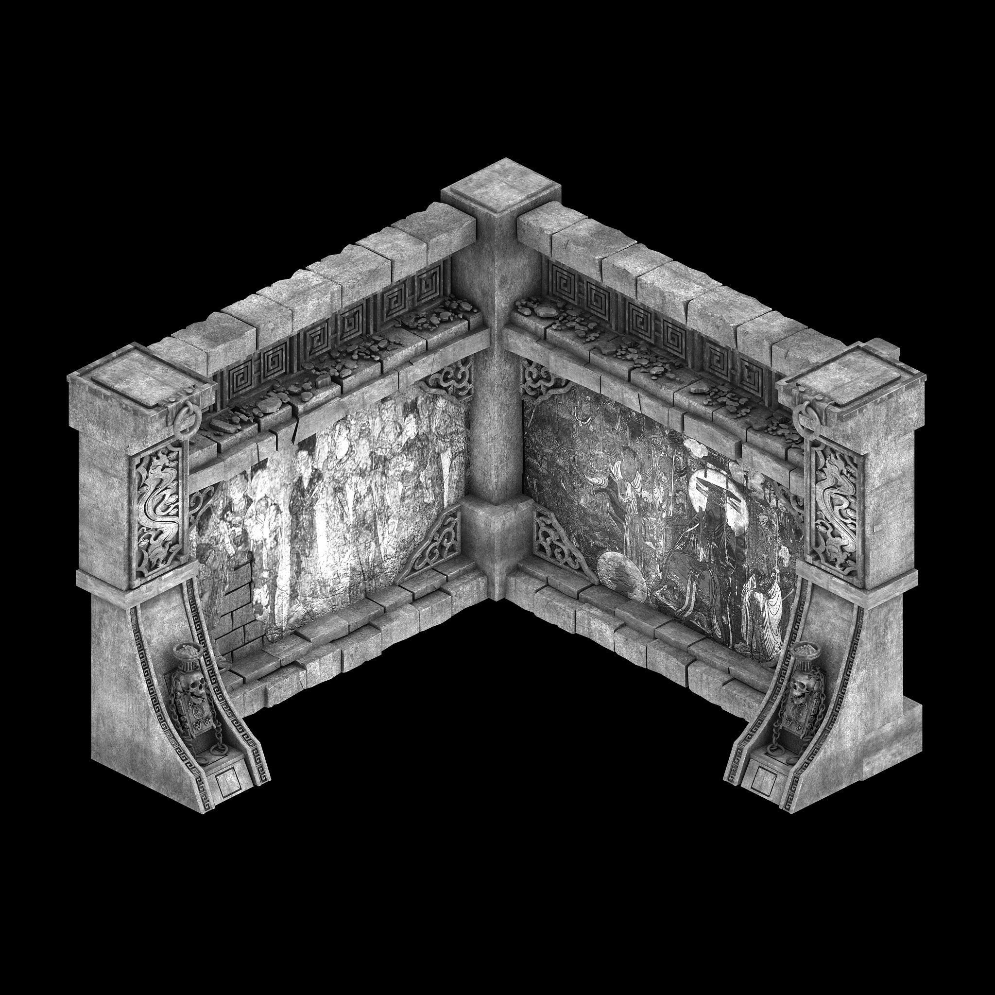 Temple of Woma-Wall Corner 02 3D model_2