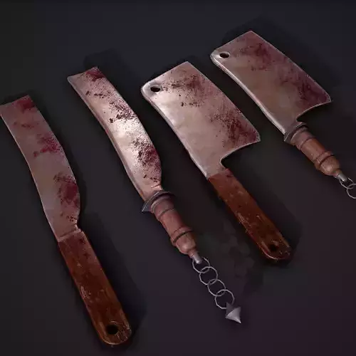 Machete and Cleaver with interchangeable Hilts 3D Model Collection