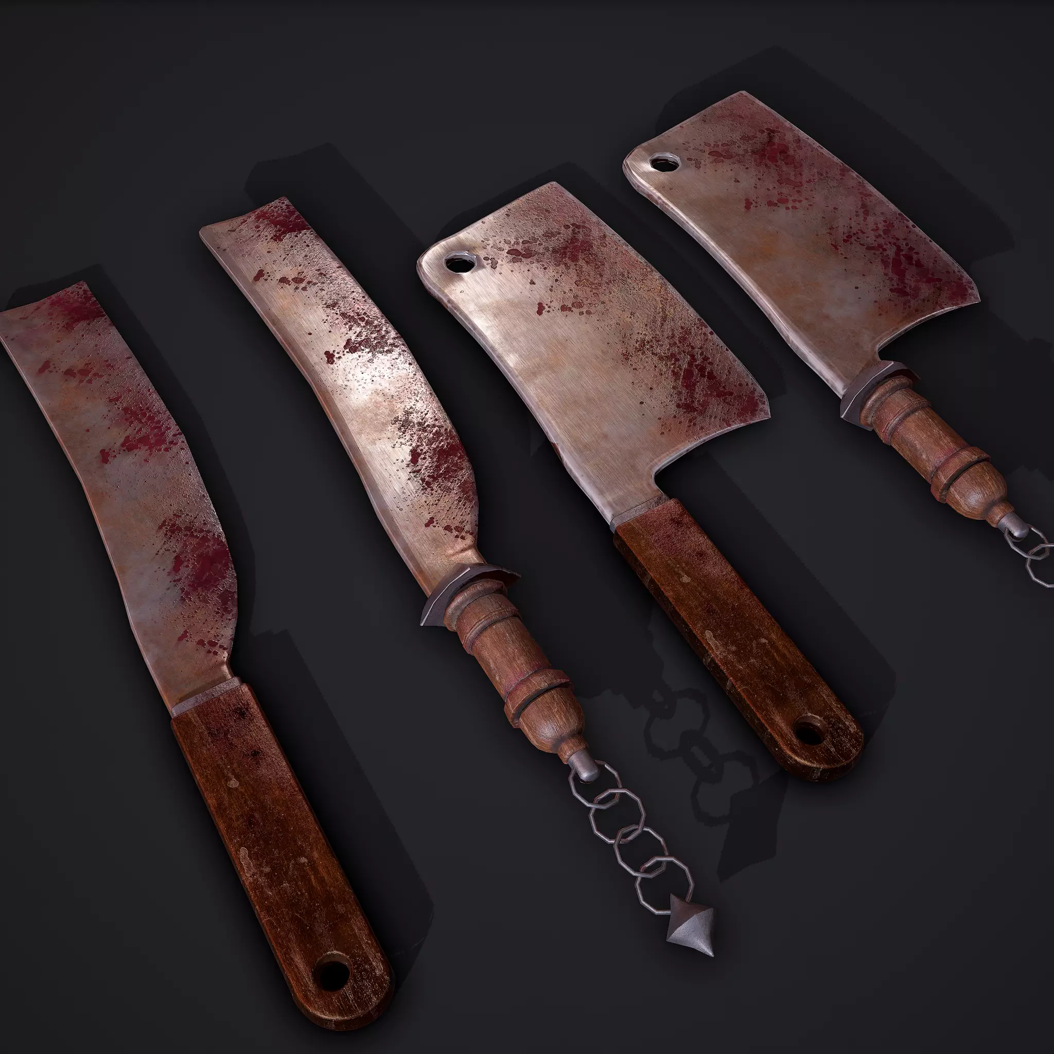 Machete and Cleaver with interchangeable Hilts 3D Model Pack