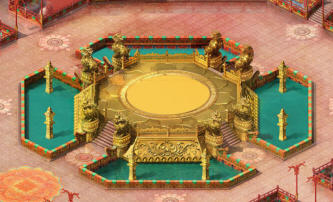 Fairyland-Pantaoyuan-Jintai-Fence chinese temple in game 3D model