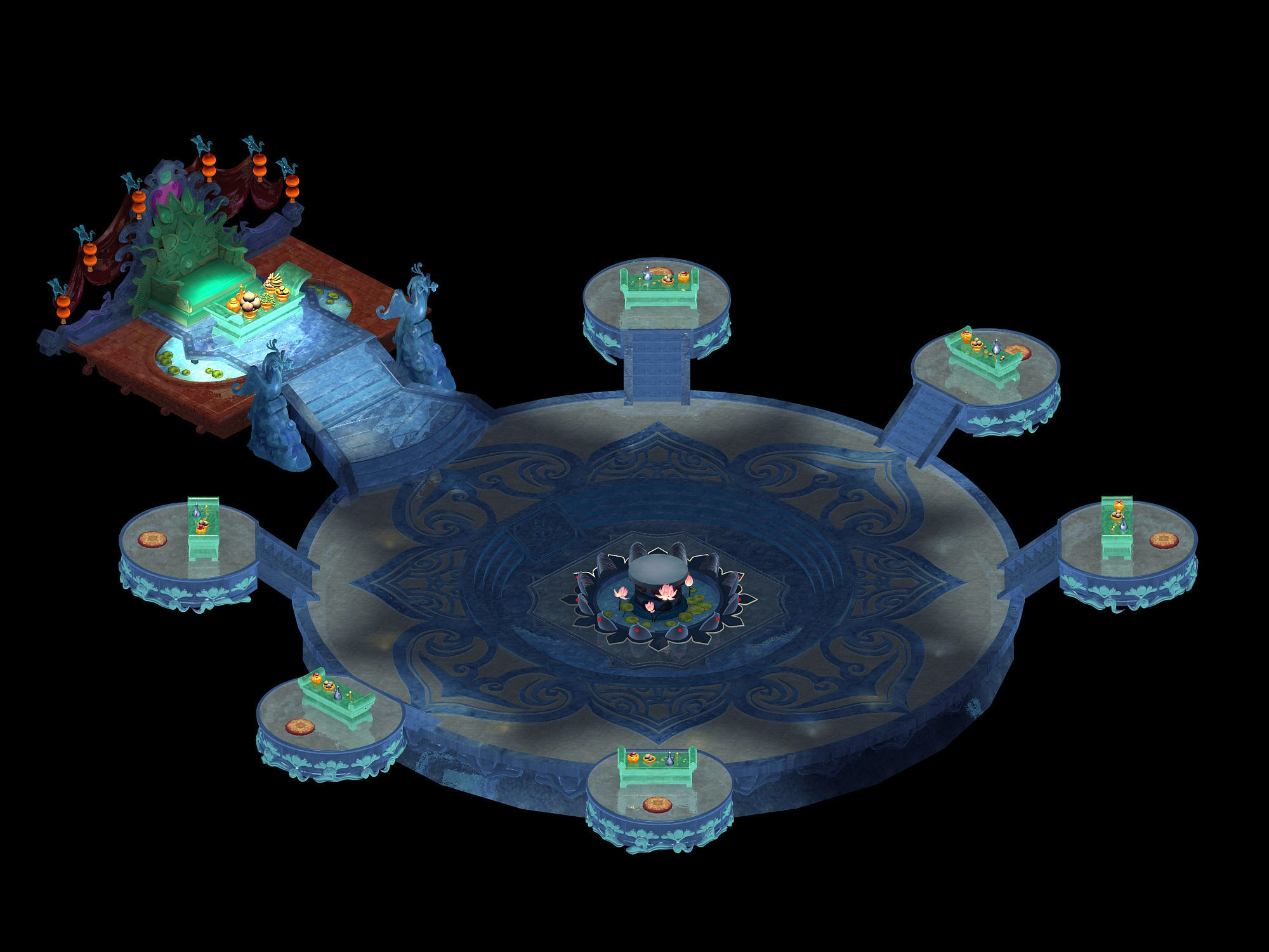 Fairy World-Banquet-Pan Peach Conference 12 3D model_1