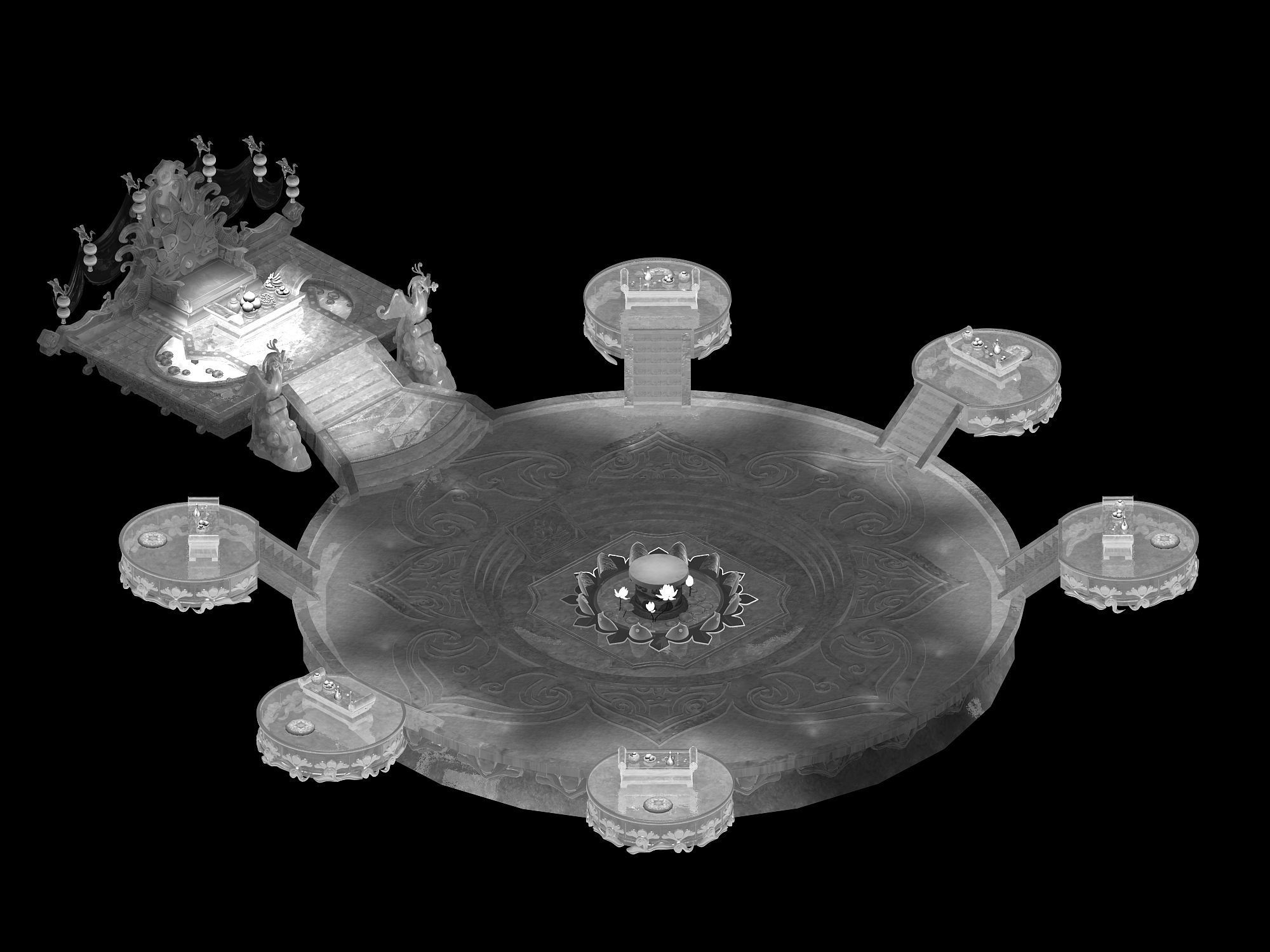 Fairy World-Banquet-Pan Peach Conference 12 3D model_2