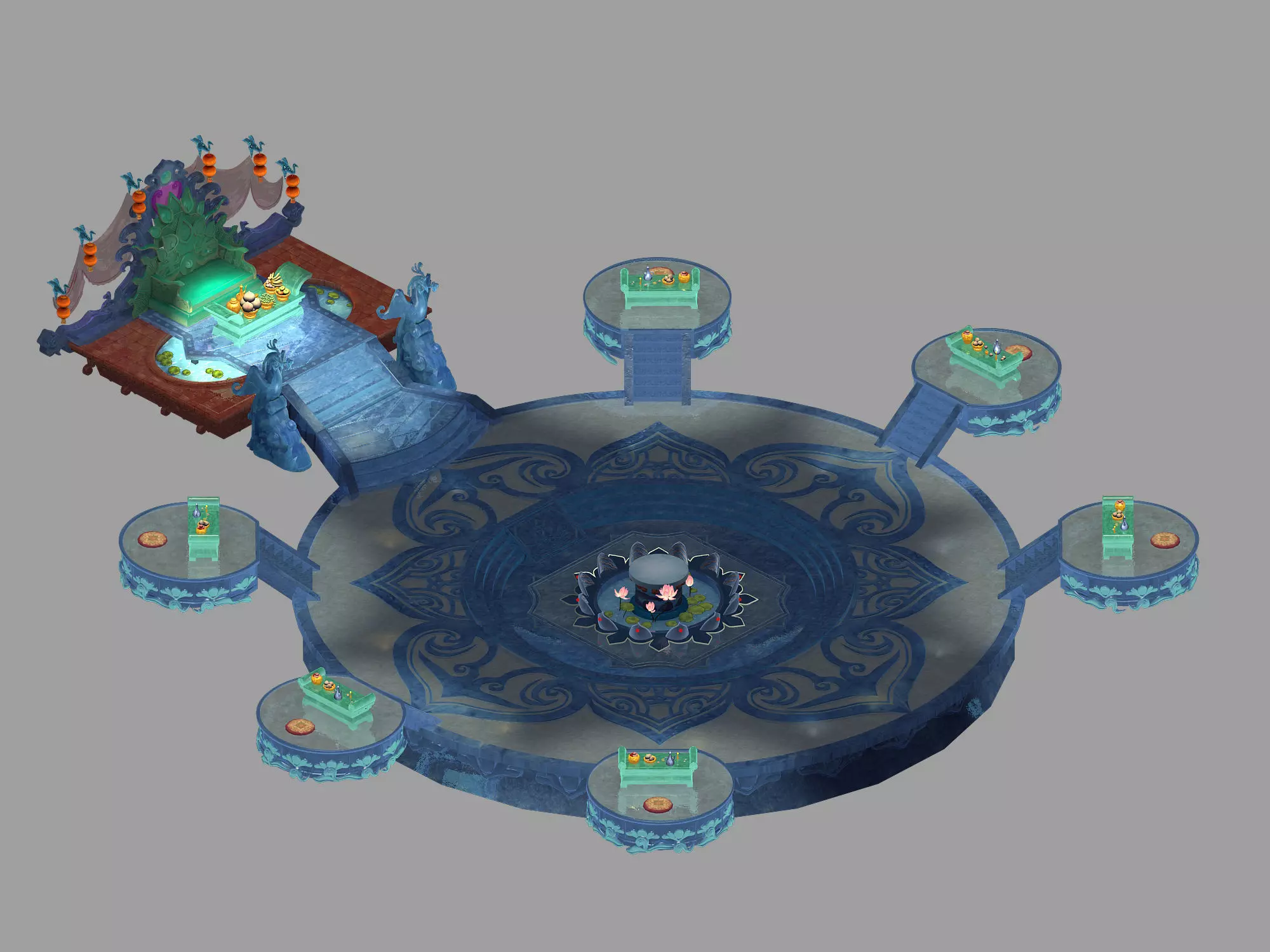 Fairy World-Banquet-Pan Peach Conference 12 3D model_0