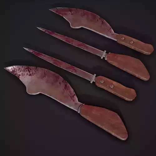 Curved Knife and Pointed Knife with interchangeable Hilts 3D Model Collection