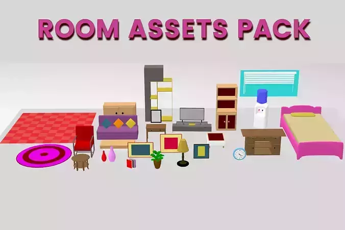 Living Room Interior Pack - Low Poly