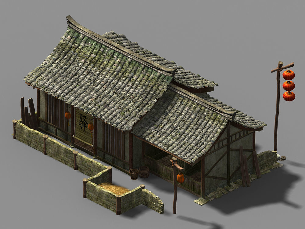 Rest Station-House-Post Station-Inn 3D model_1