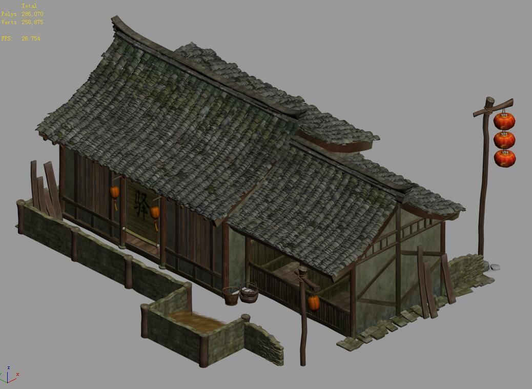 Rest Station-House-Post Station-Inn 3D model_4