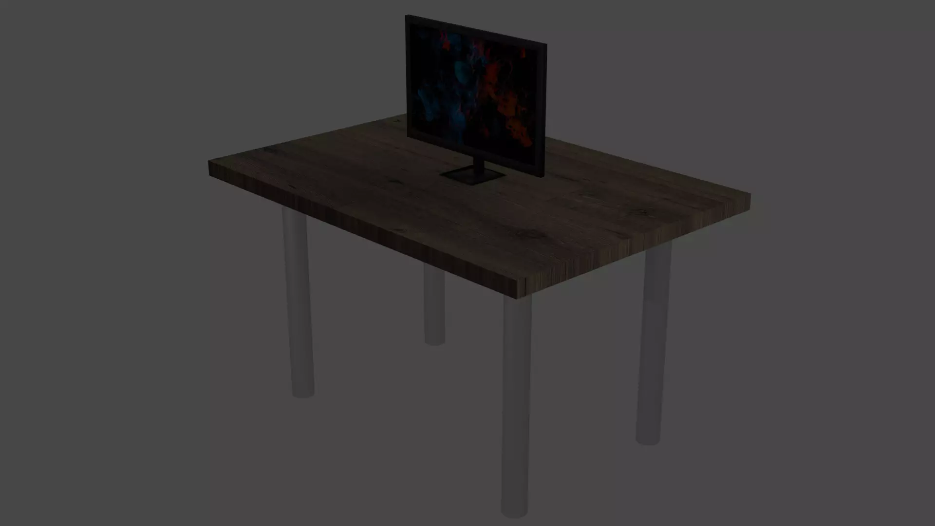 Monitor on a table 3D model_0