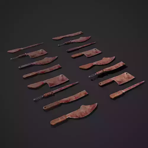 Modular Bloody Knives with interchangeable Hilts 3D Model Collection