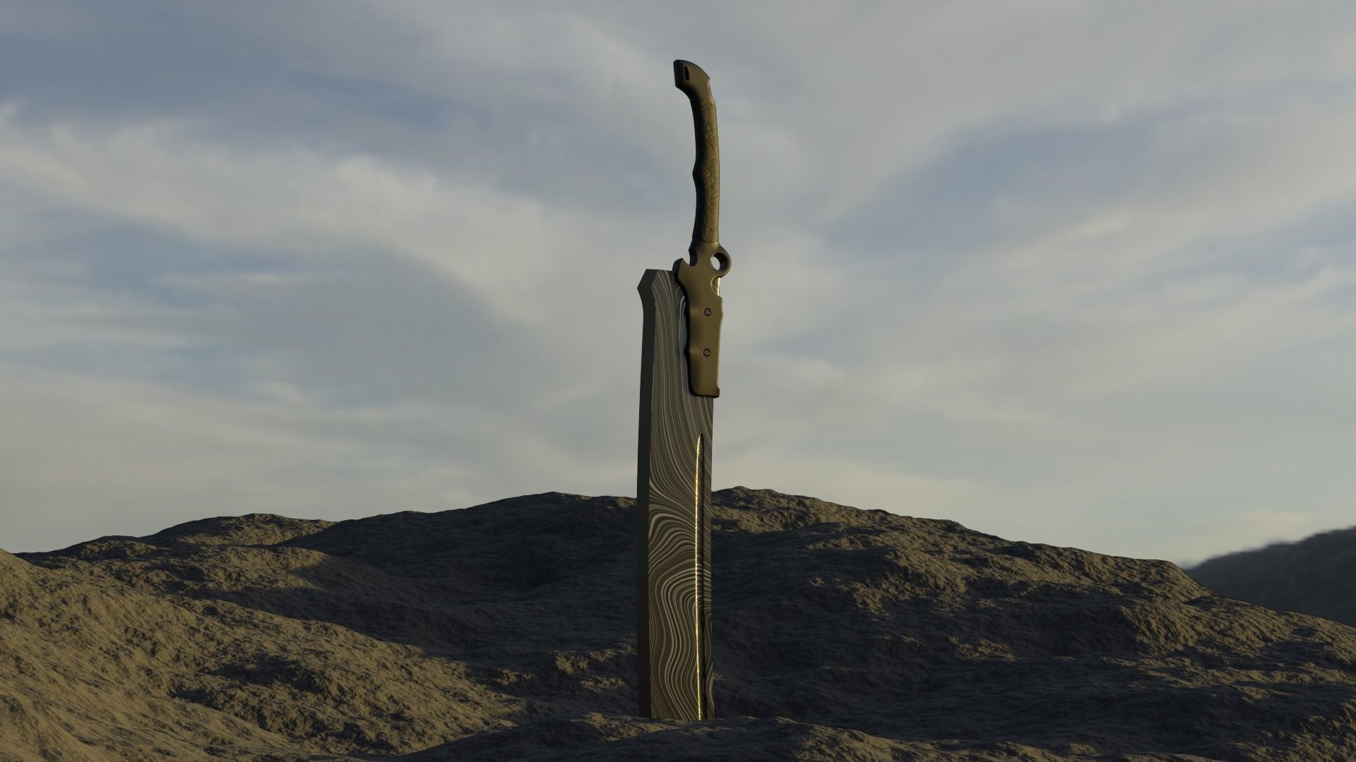 Damascus Zombie Cleaver Low-poly 3D model_3