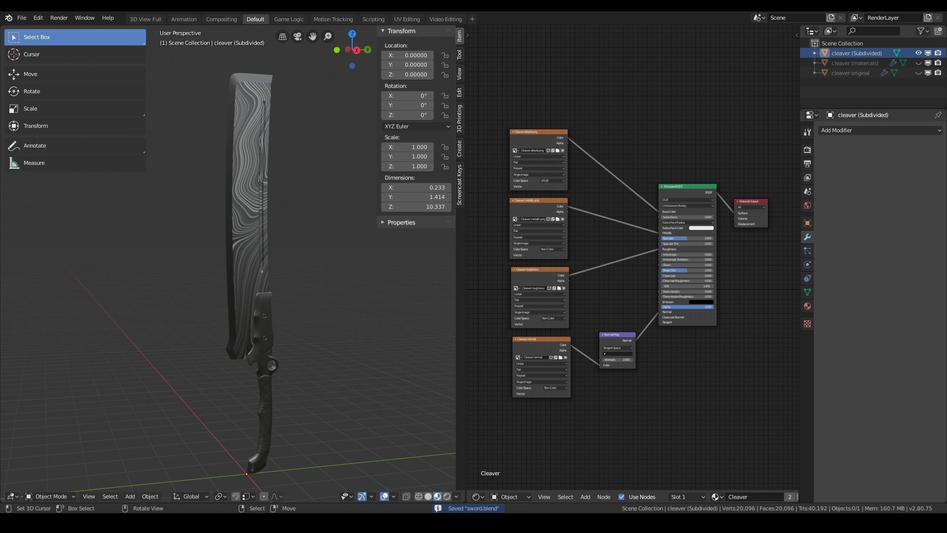 Damascus Zombie Cleaver Low-poly 3D model_6