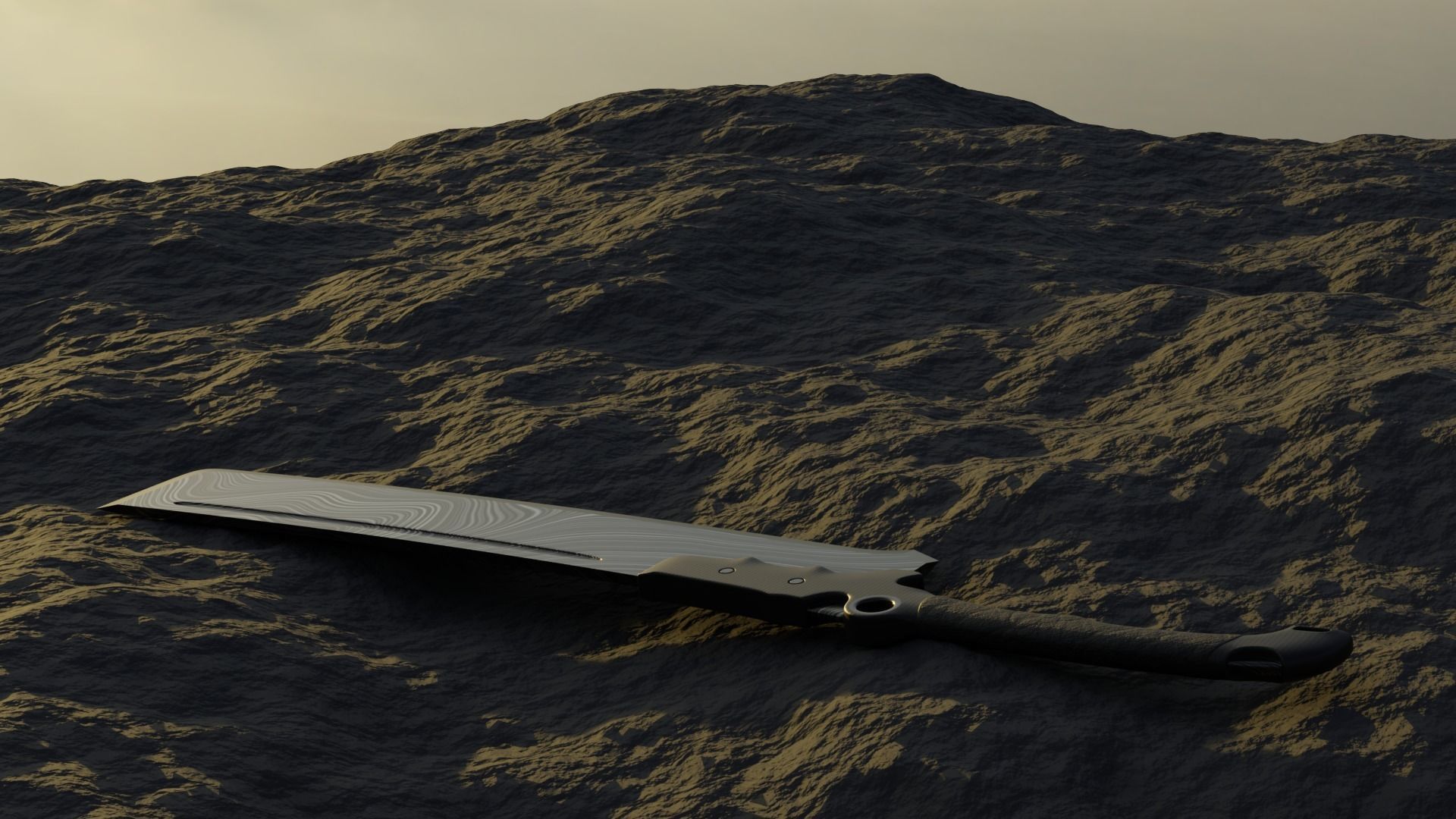 Damascus Zombie Cleaver Low-poly 3D model_4