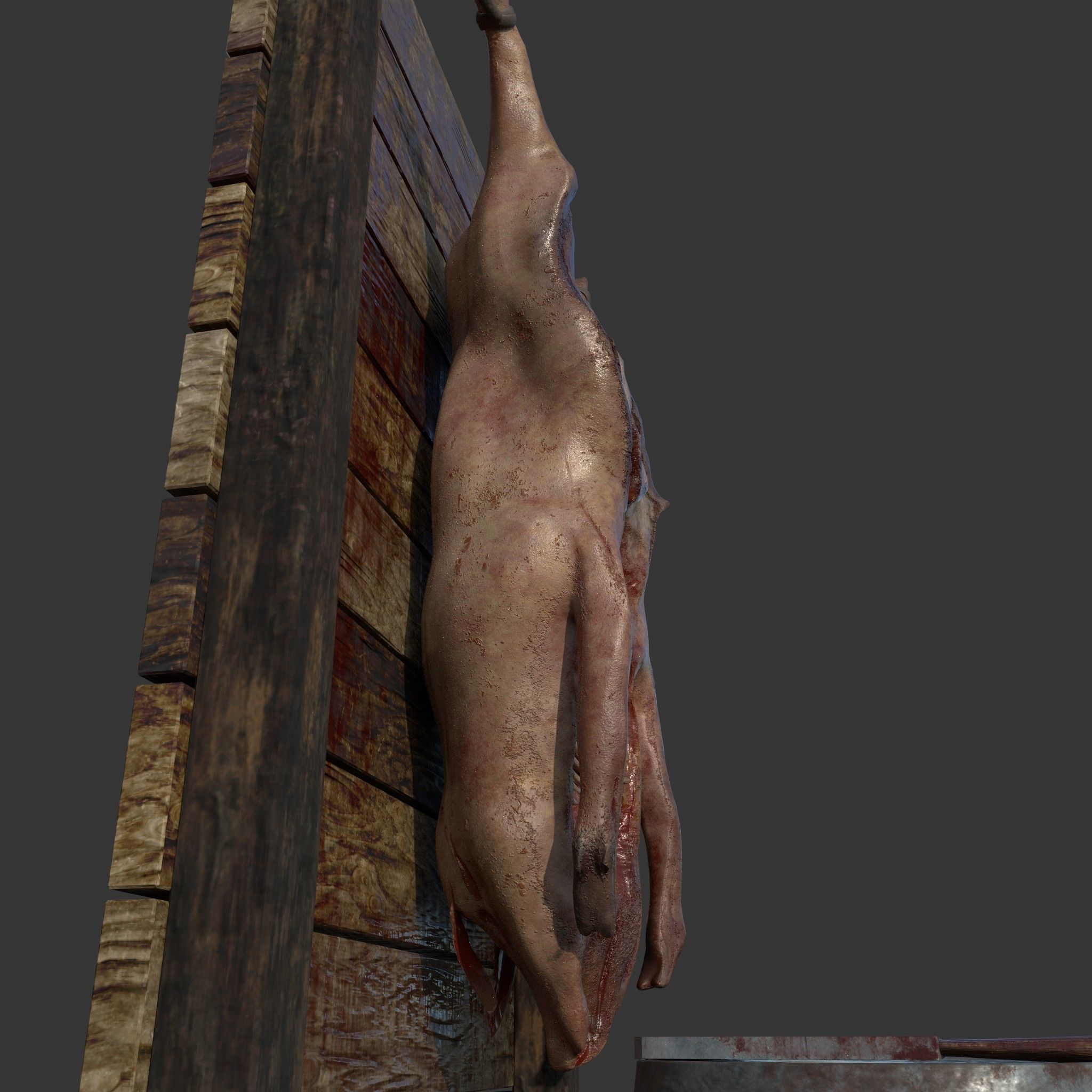 Medieval Meat Stall Low-poly 3D model_26