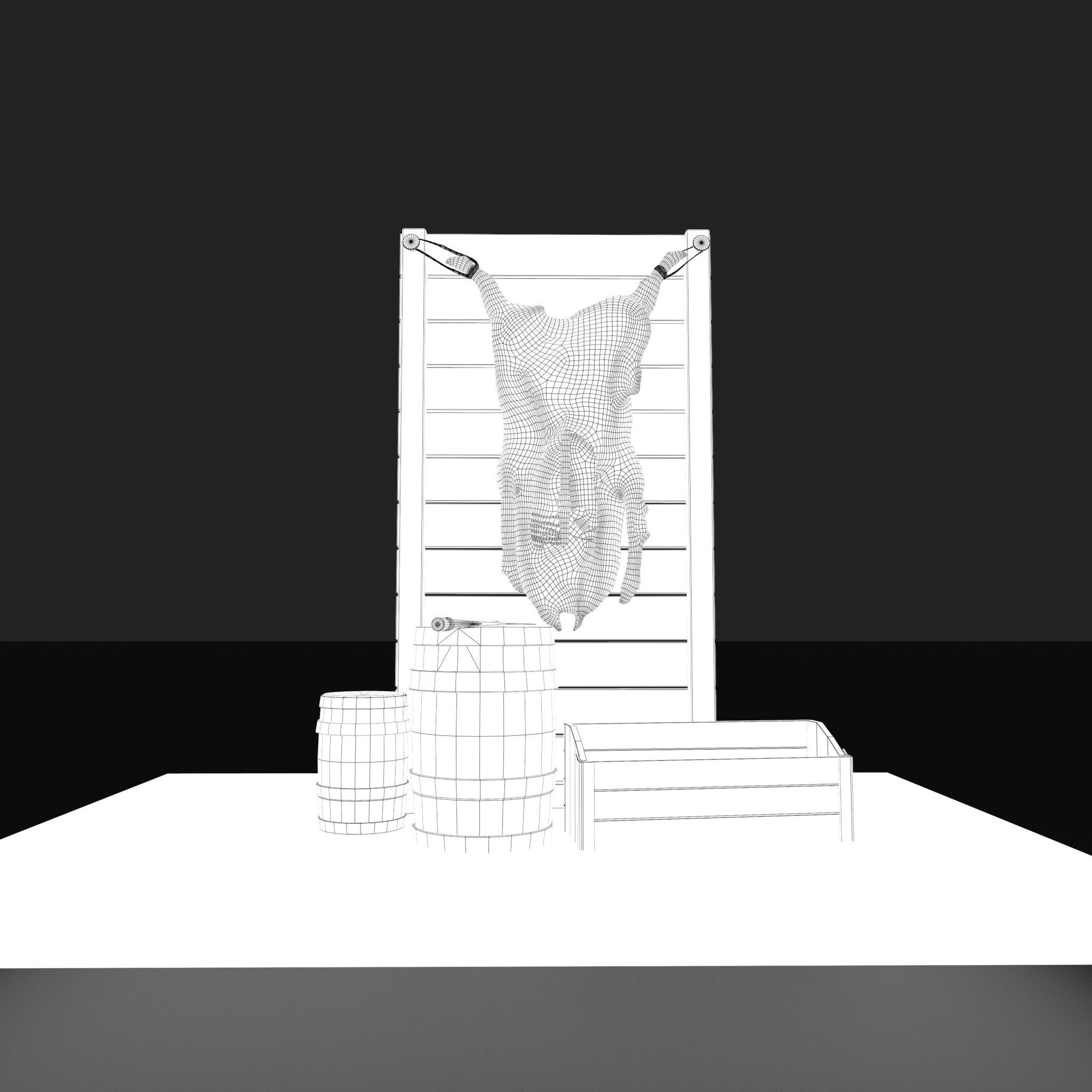 Medieval Meat Stall Low-poly 3D model_33