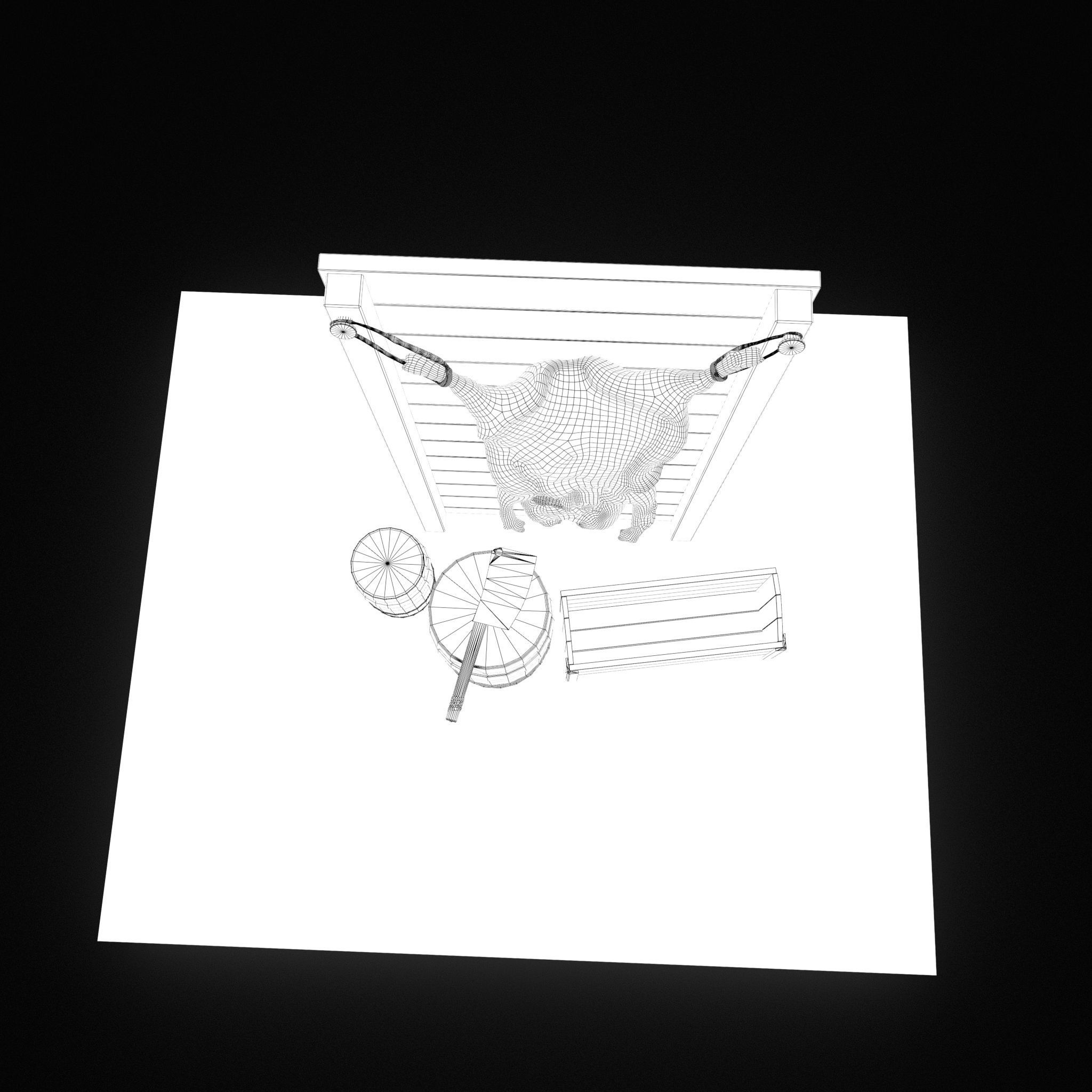 Medieval Meat Stall Low-poly 3D model_42