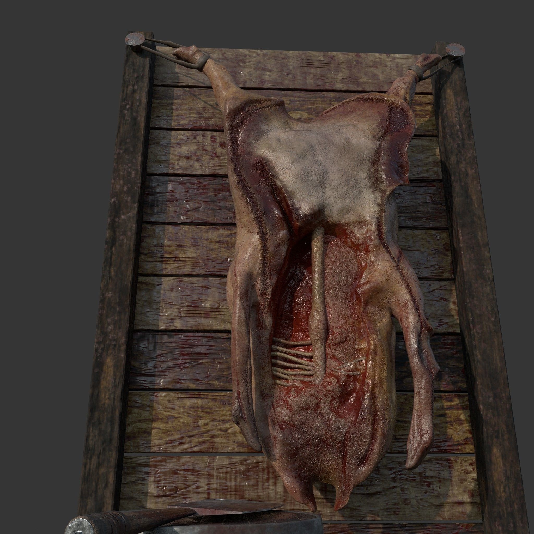 Medieval Meat Stall Low-poly 3D model_23