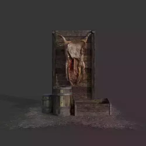 Medieval Meat Stall  Low-poly 3D model