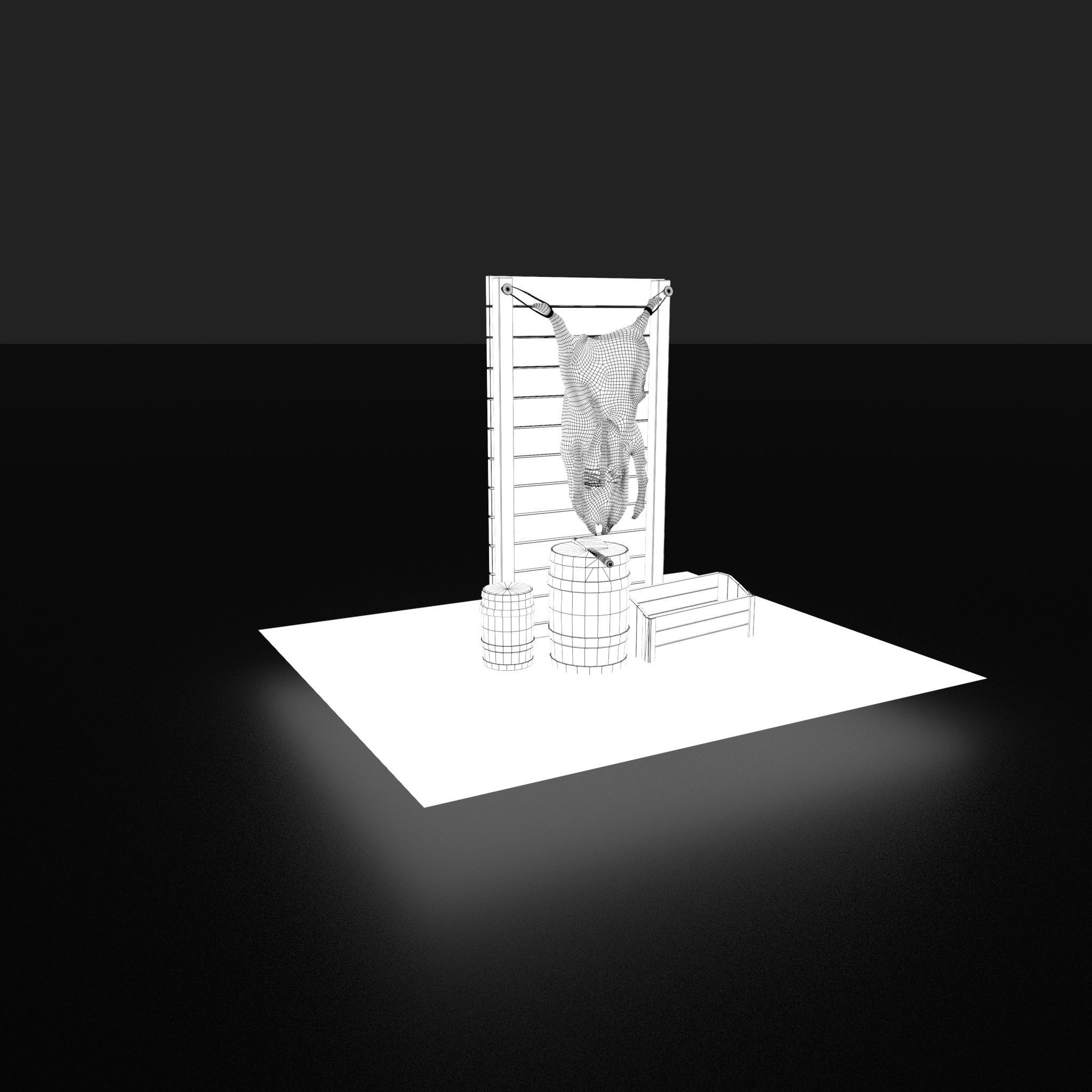 Medieval Meat Stall Low-poly 3D model_41