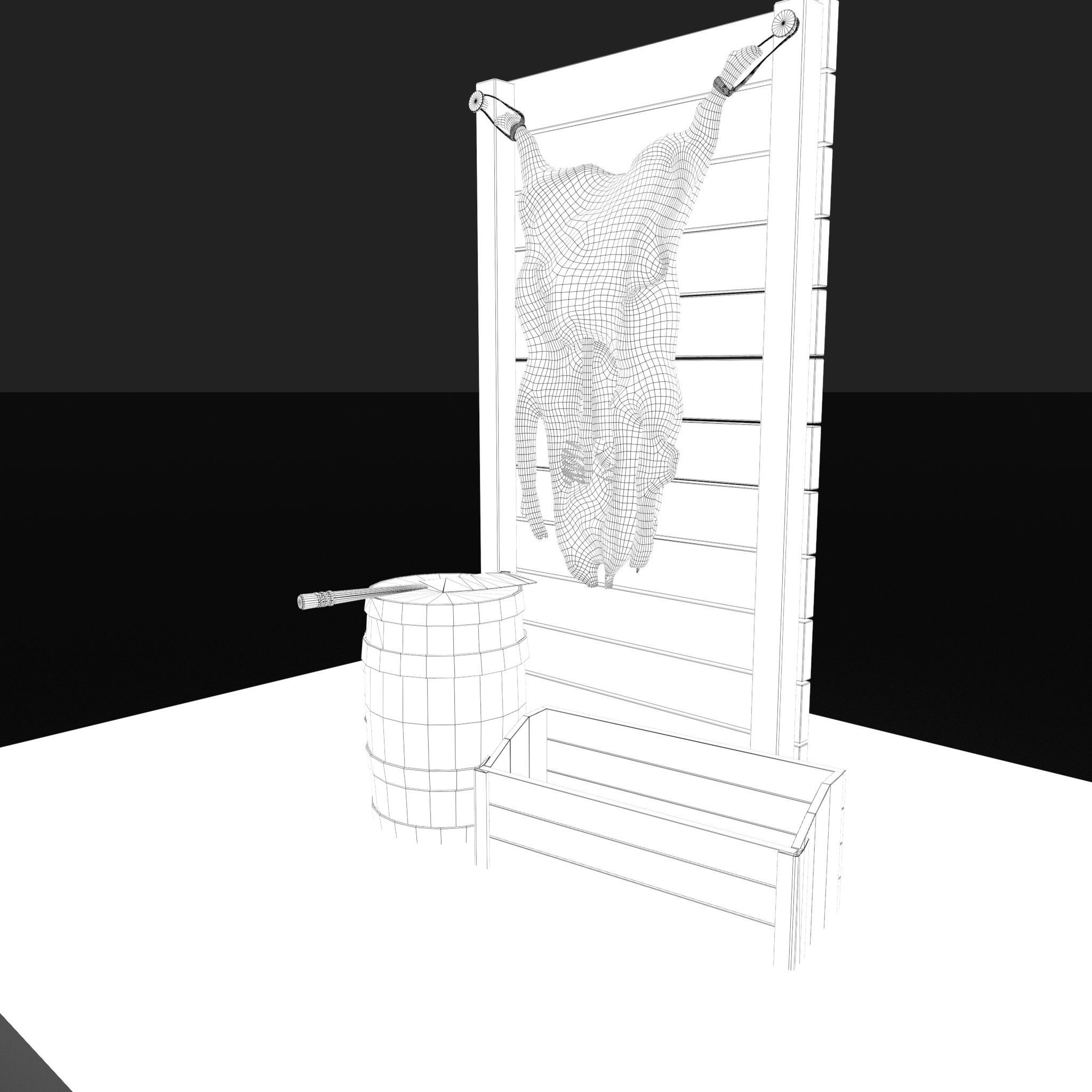 Medieval Meat Stall Low-poly 3D model_34