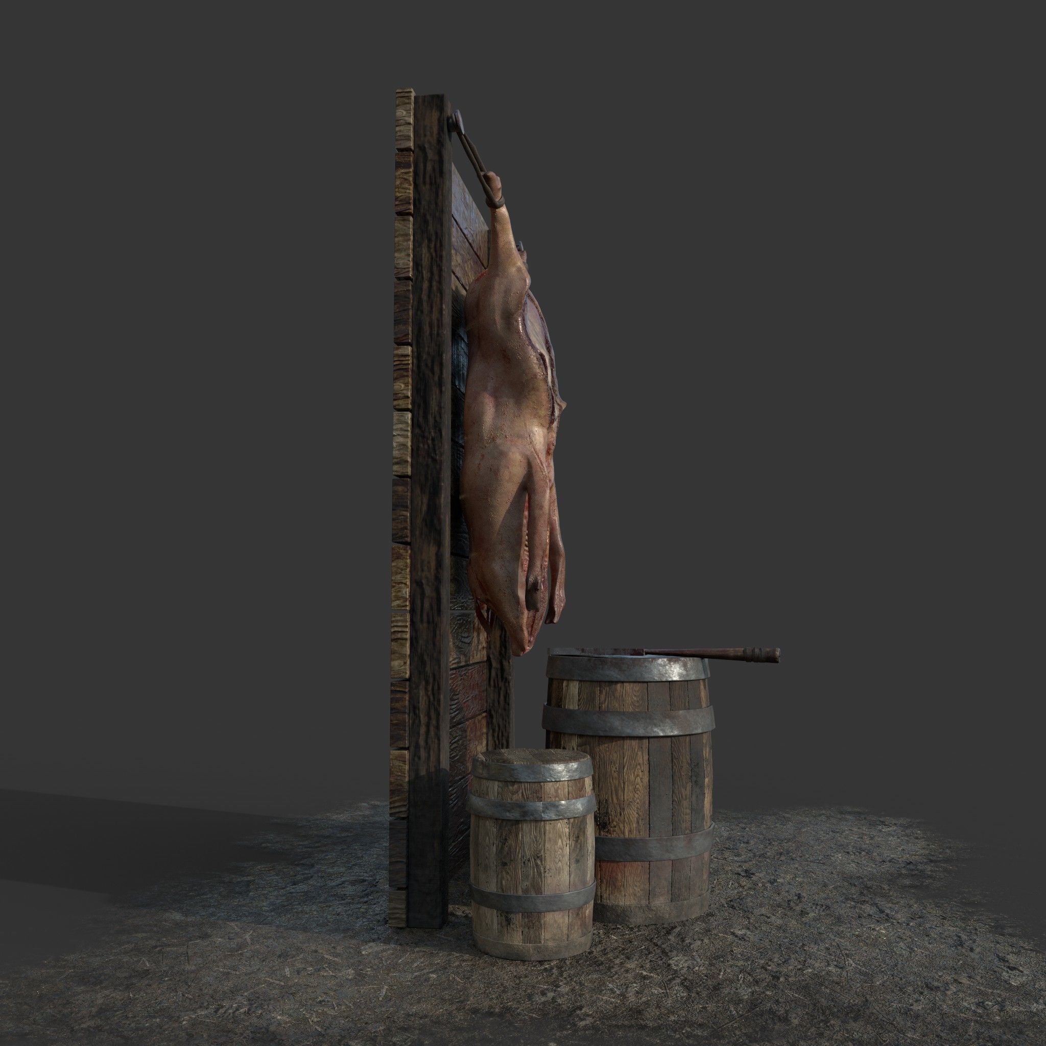 Medieval Meat Stall Low-poly 3D model_14