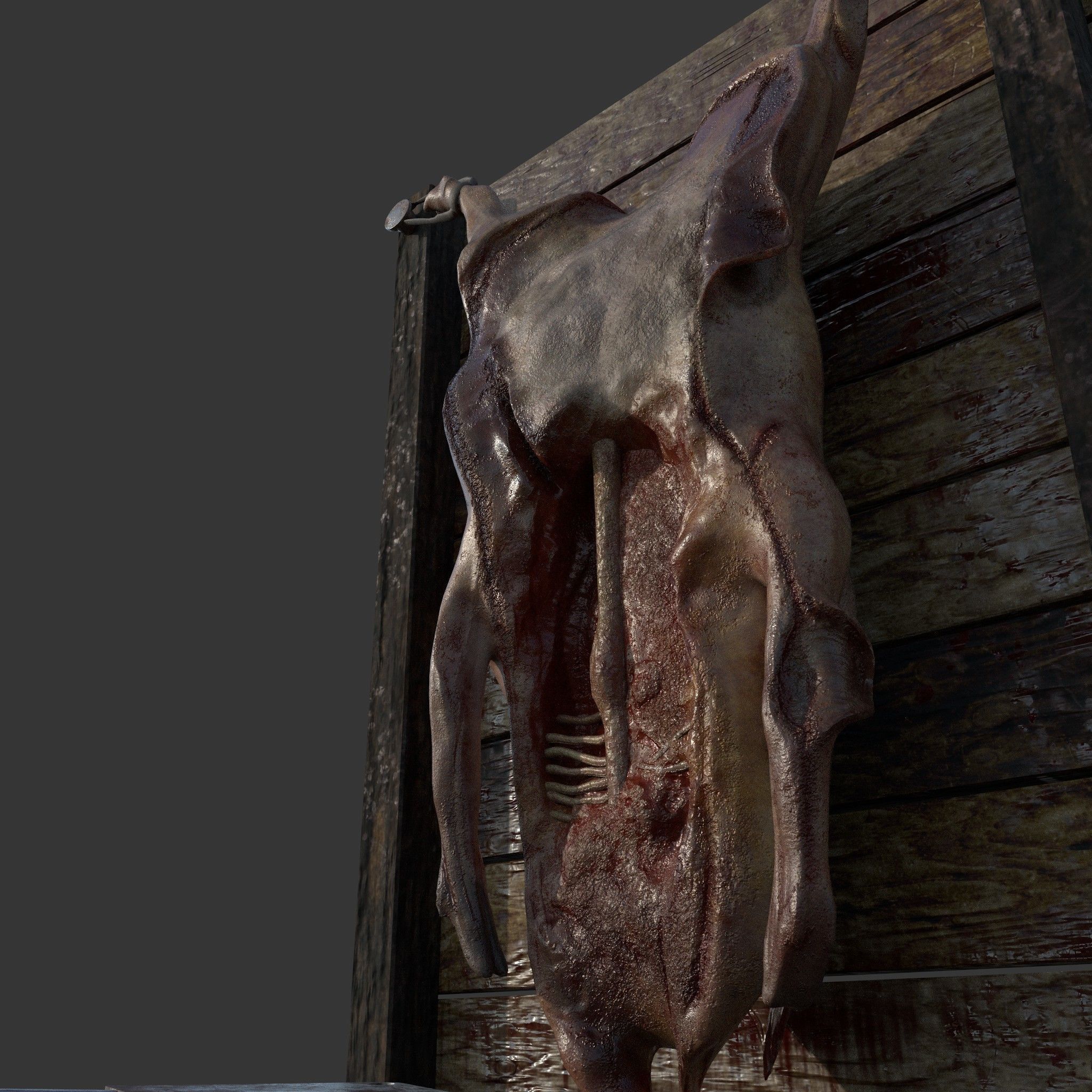 Medieval Meat Stall Low-poly 3D model_21