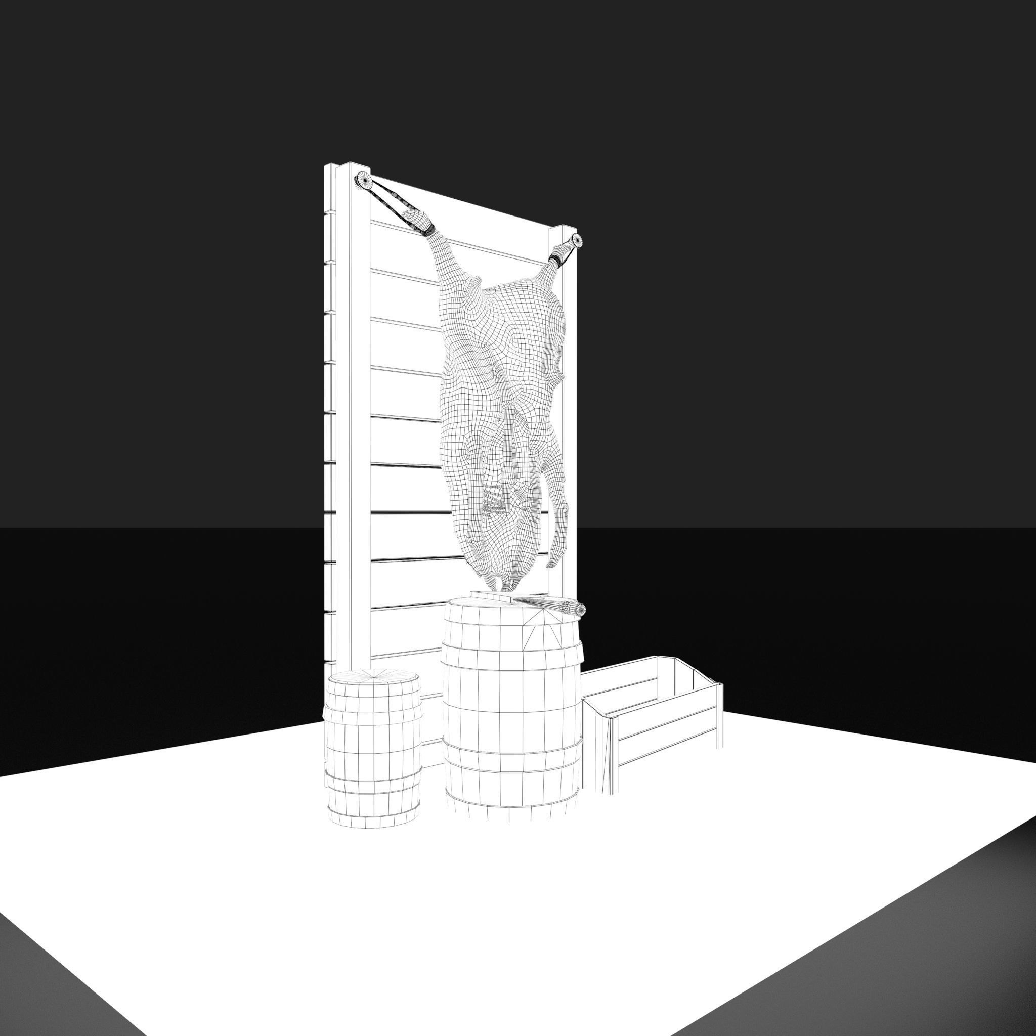 Medieval Meat Stall Low-poly 3D model_31
