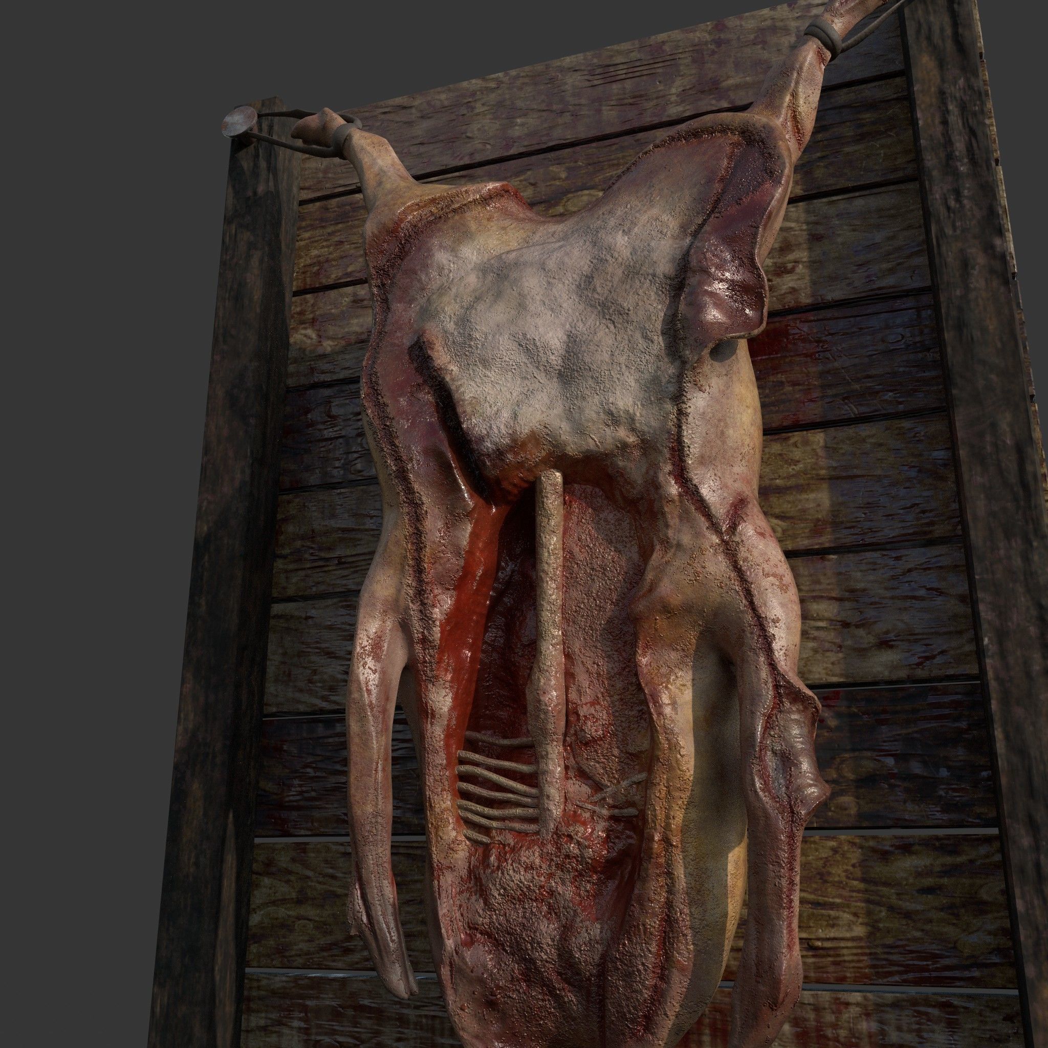 Medieval Meat Stall Low-poly 3D model_18